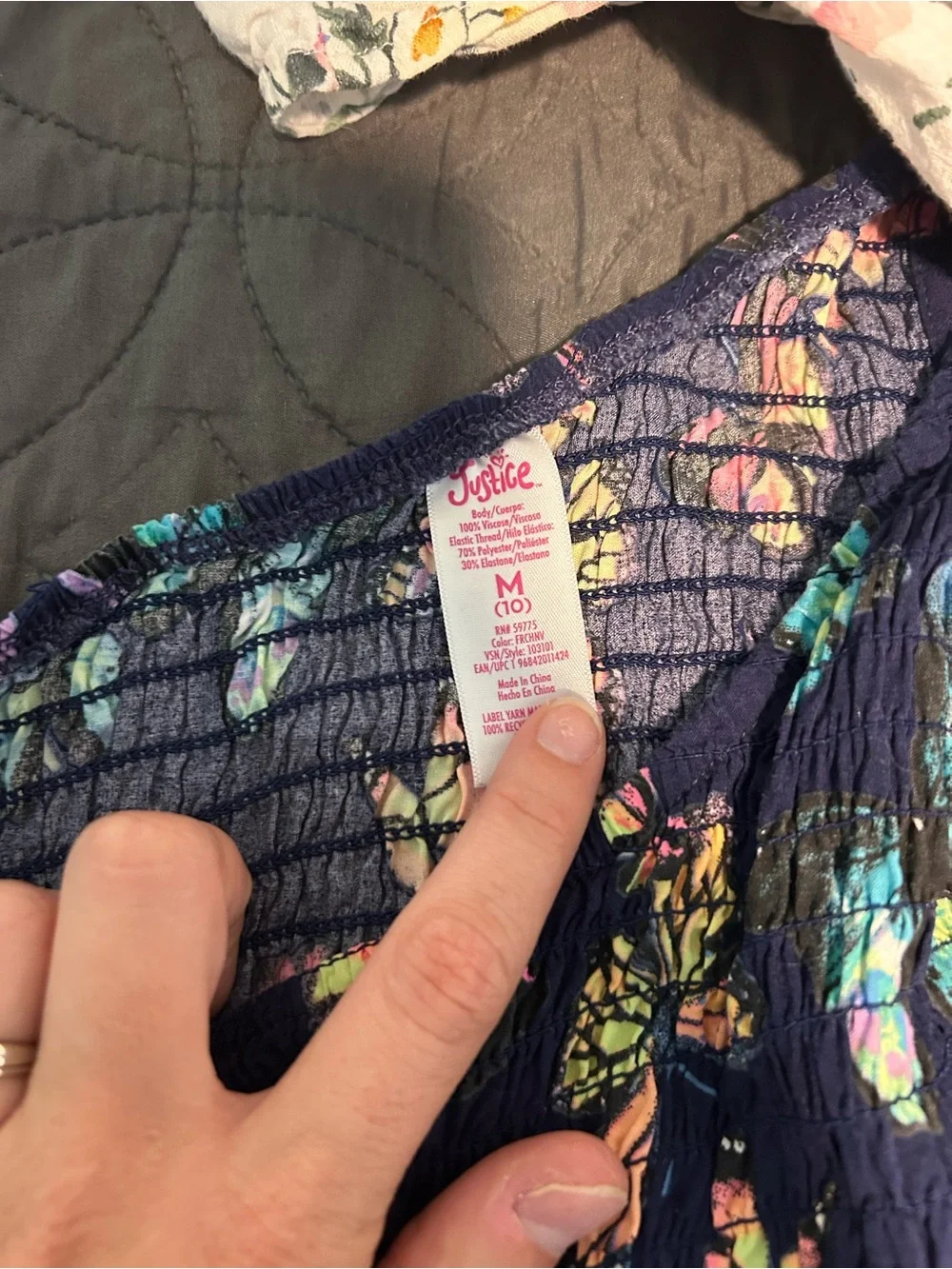 Justice Navy Maxi Skirt with Multicolor Butterfly Print
